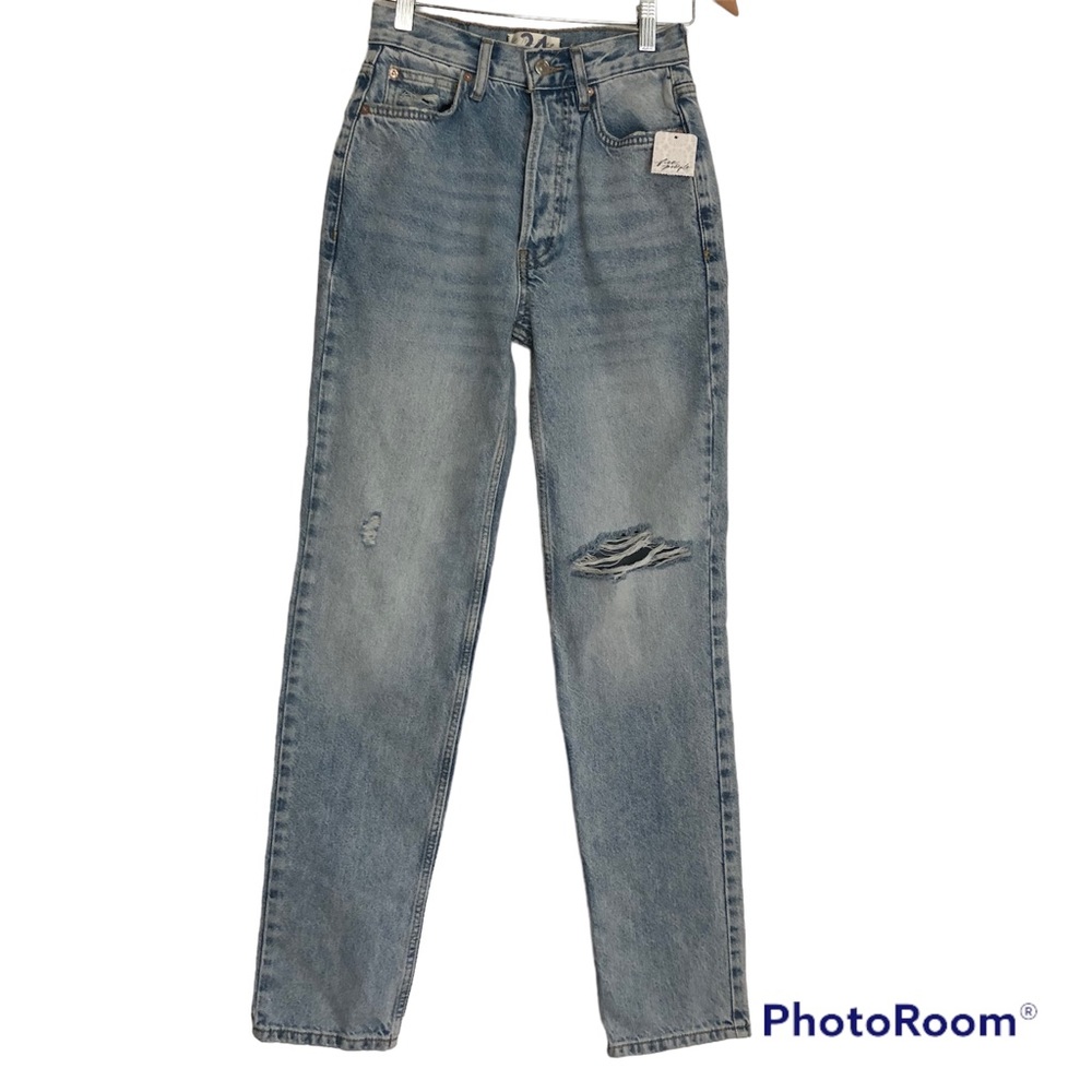 NEW NWT FREE PEOPLE We The Free button fly high rise true blue jeans size 24